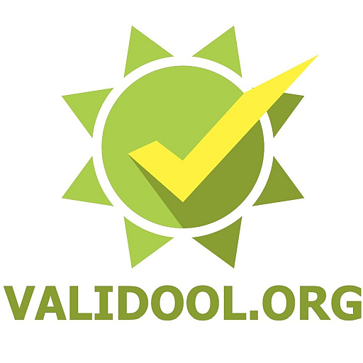 Das Logo von Validool zeigt ein stilisiertes Zahnrad, das Tools repräsentiert, mit einem darauf platzierten Häkchen, das Wertigkeit und Validierung symbolisiert.